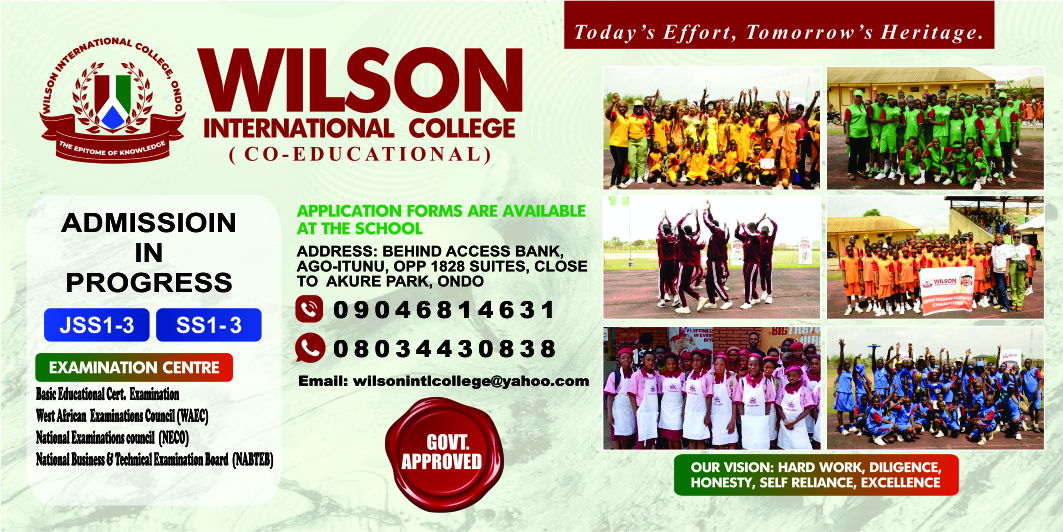 Wilson International College 2026/2027 Admission Flier